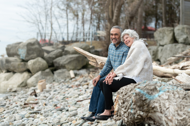 Senior couple enjoying simple life insurance