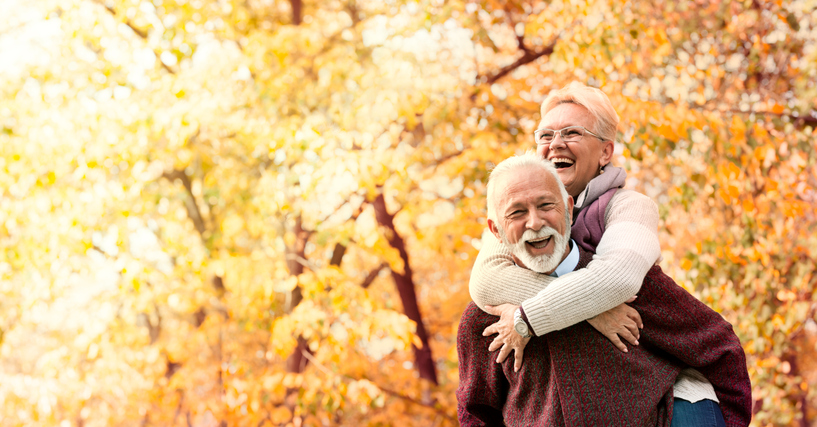 Senior couple enjoying their peace of mind due to getting life insurance