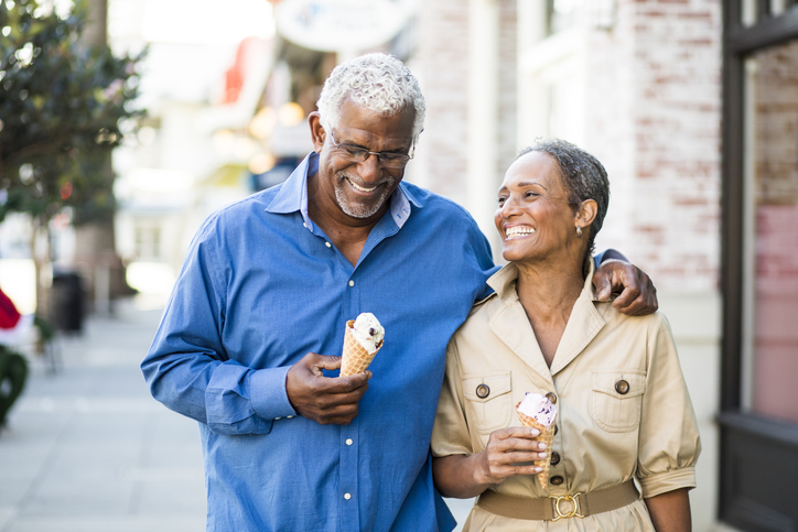Senior couple enjoying life with a good life insurance plan